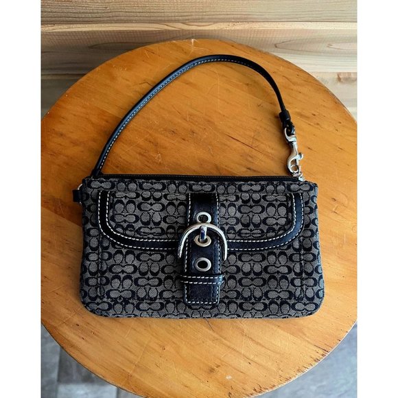Coach Soho Signature Black Wristlet - Picture 2 of 5